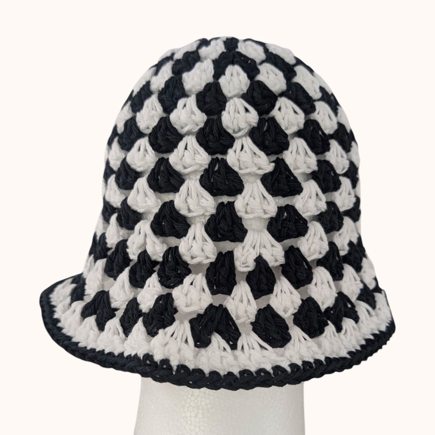 Crochet Granny Stitch Bucket Hat, 100% cotton