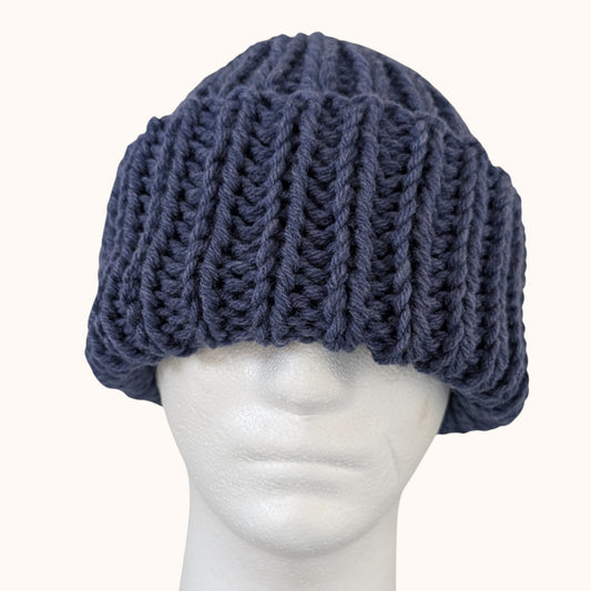 Chunky knit beanie - denim