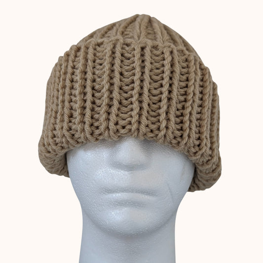 Chunky knit beanie - buff