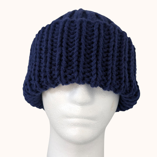 Chunky knit beanie - navy blue