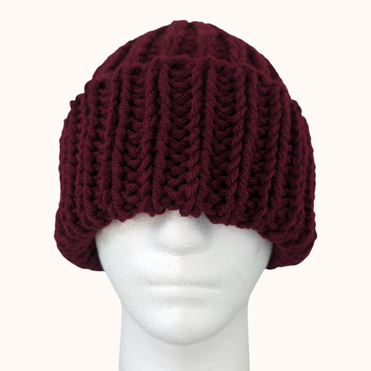 Chunky knit beanie - dark red
