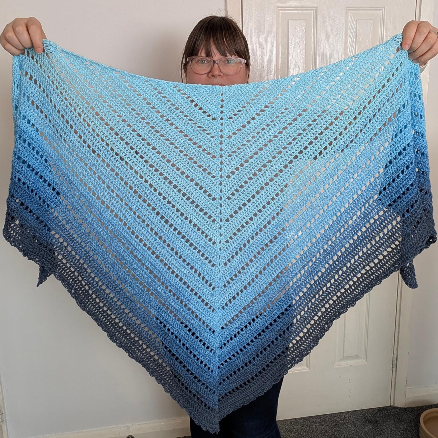 Crochet Triangle Shawl: 100% Cotton Ombre Scarf, Beach Cover-Up