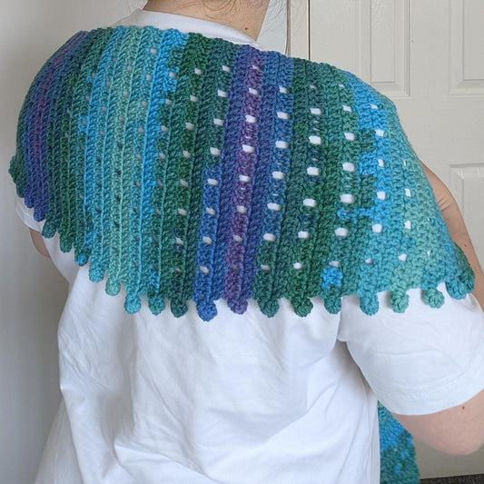 Handmade crochet scarf, wool blend