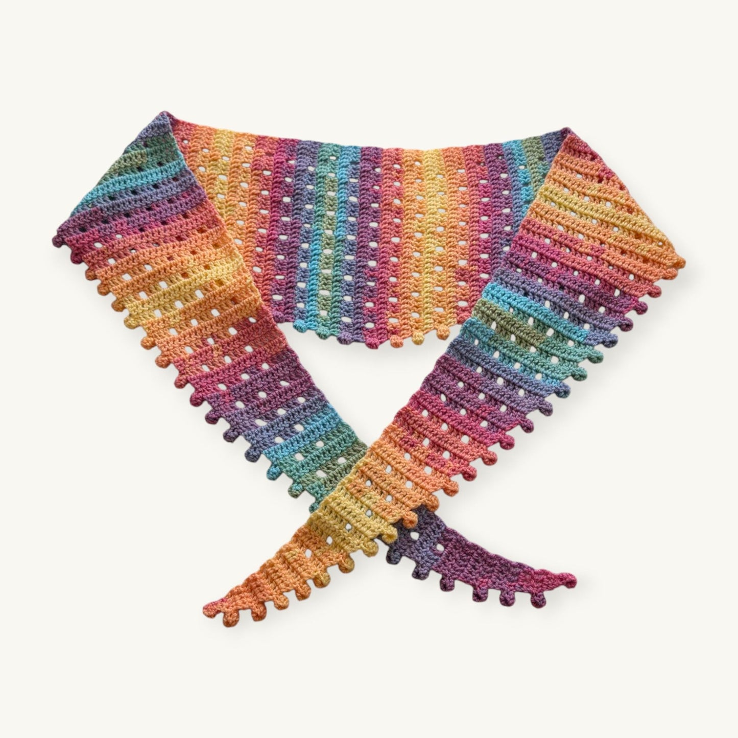 Handmade crochet scarf, wool blend
