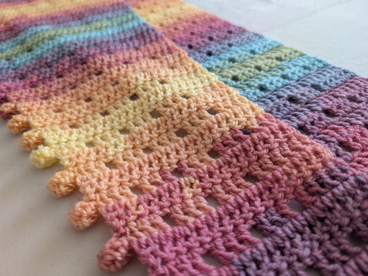 Handmade crochet scarf, wool blend