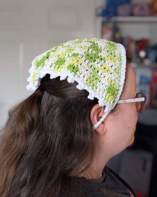 Crochet Picot Bandana: 100% Cotton Hair Accessory