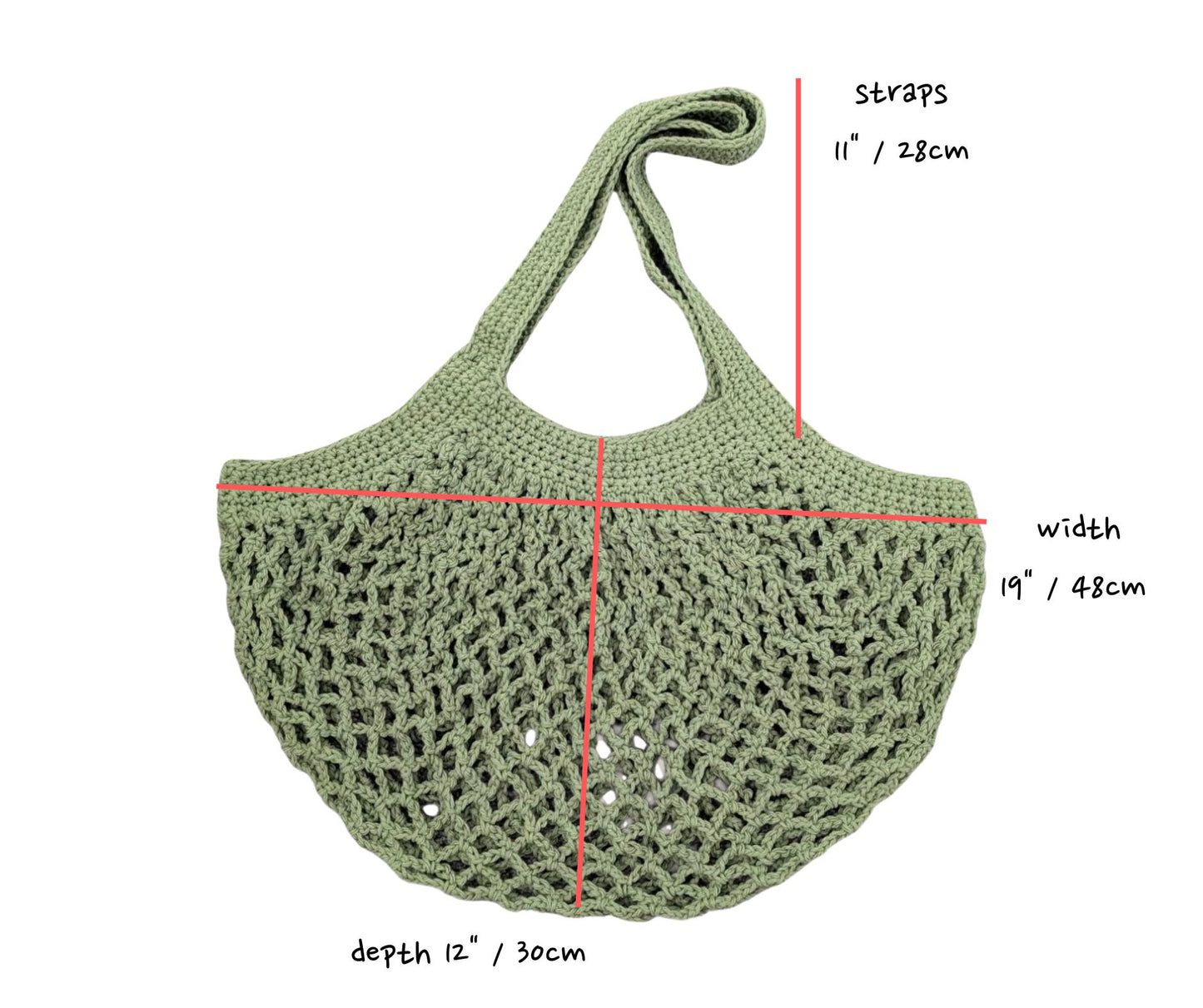 Crochet mesh market bag, 100% cotton