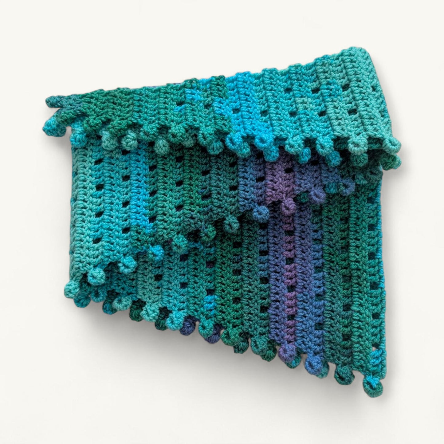 Handmade crochet scarf, wool blend