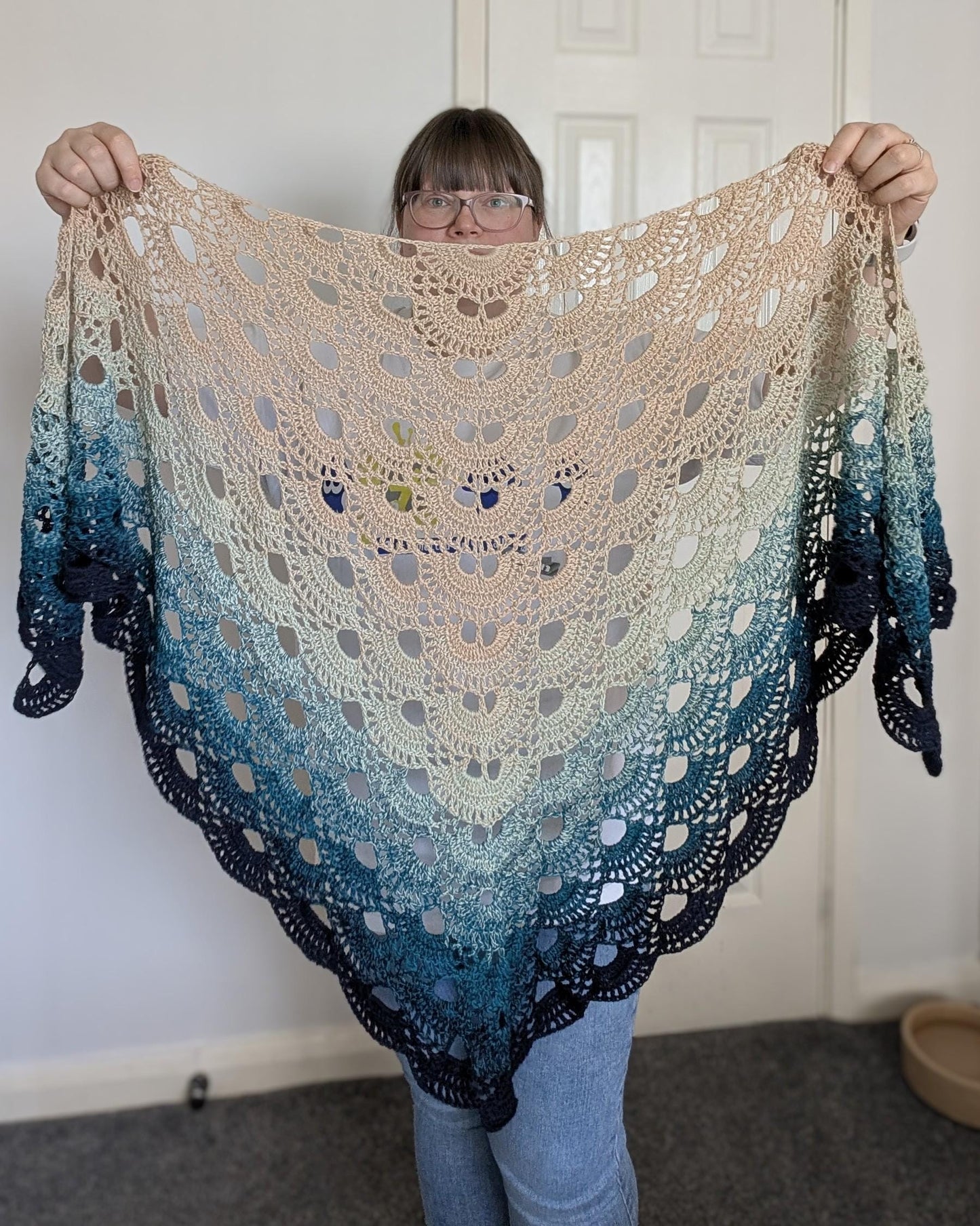 Handmade Crochet Cotton Virus Shawl
