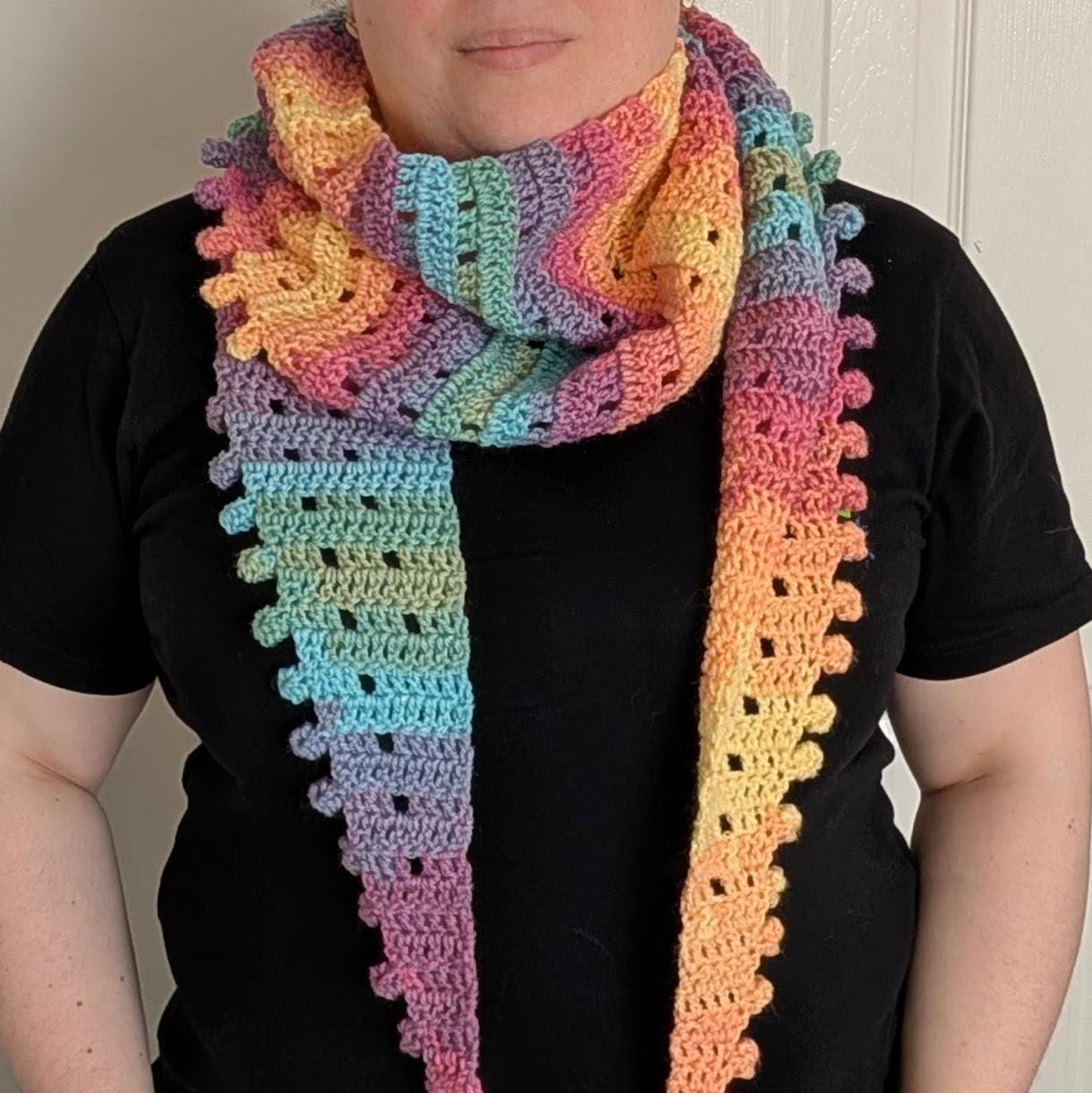 Handmade crochet scarf, wool blend