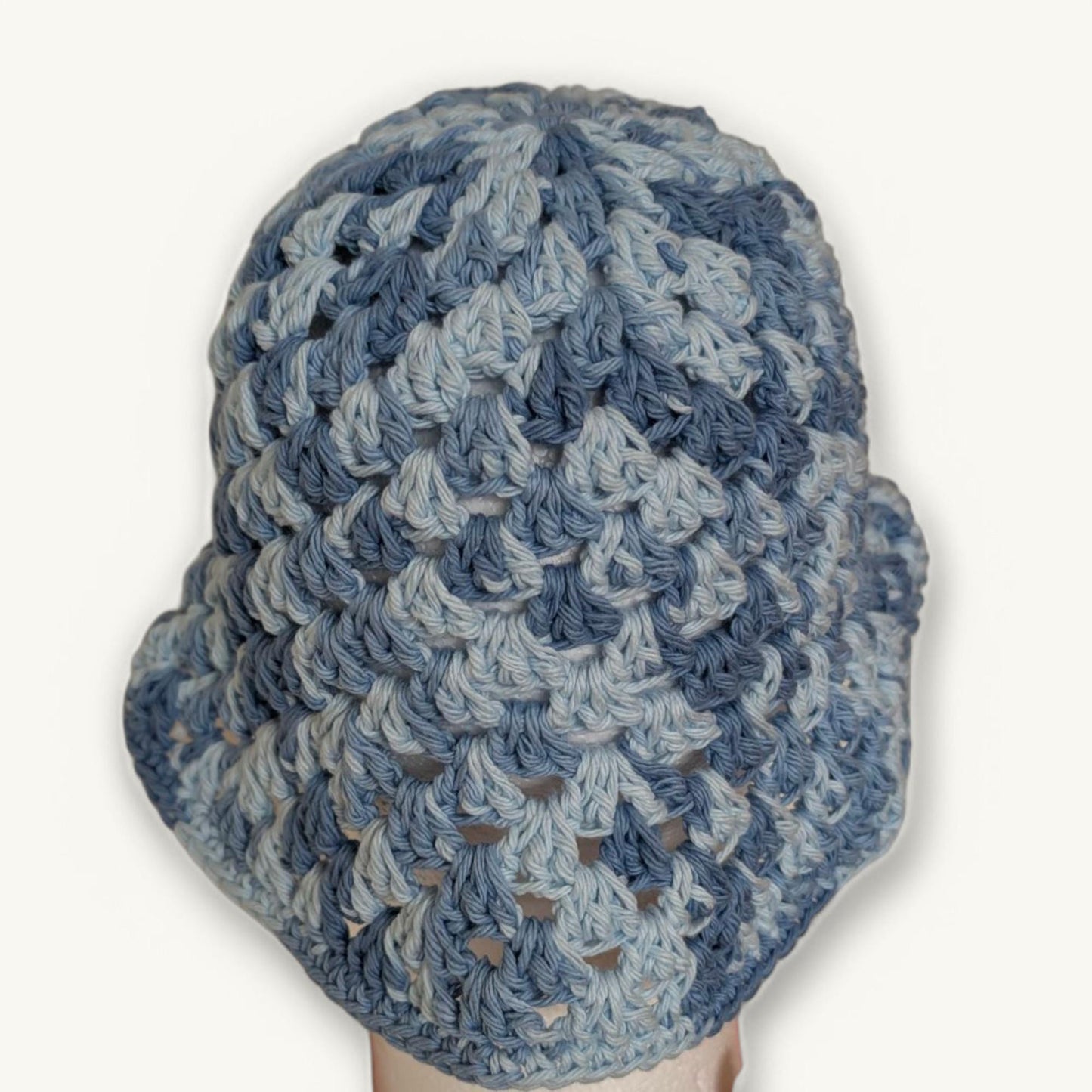 Crochet Granny Stitch Bucket Hat, 100% cotton