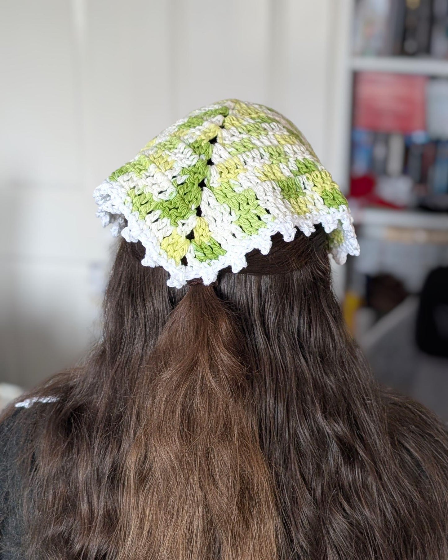 Crochet Picot Bandana: 100% Cotton Hair Accessory