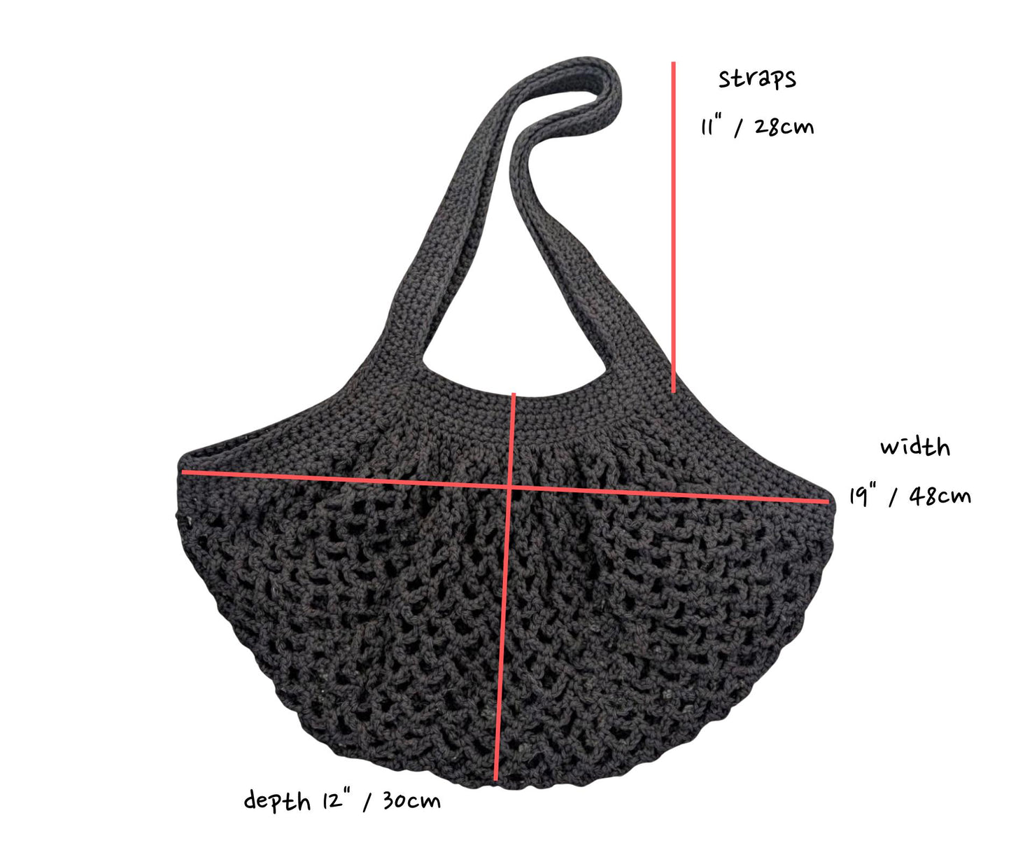 Crochet mesh market bag, 100% cotton