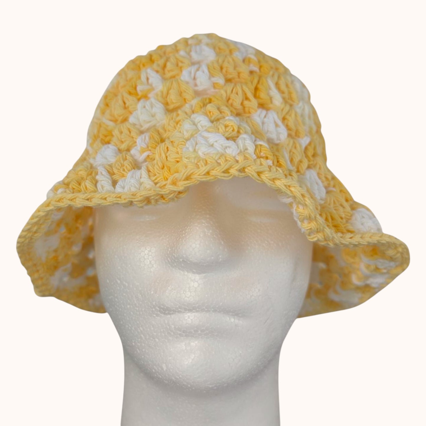 Crochet Granny Stitch Bucket Hat, 100% cotton