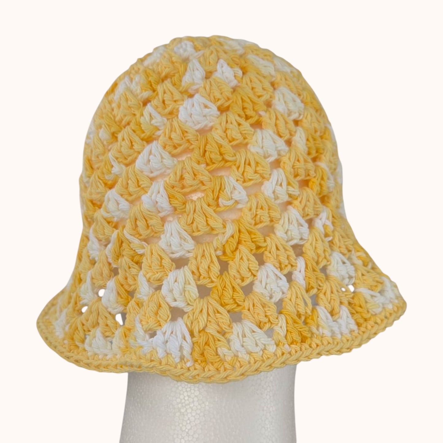 Crochet Granny Stitch Bucket Hat, 100% cotton
