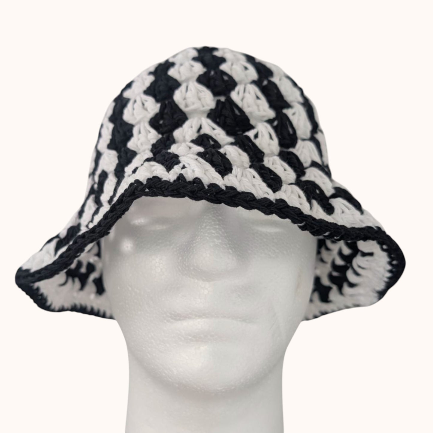Crochet Granny Stitch Bucket Hat, 100% cotton