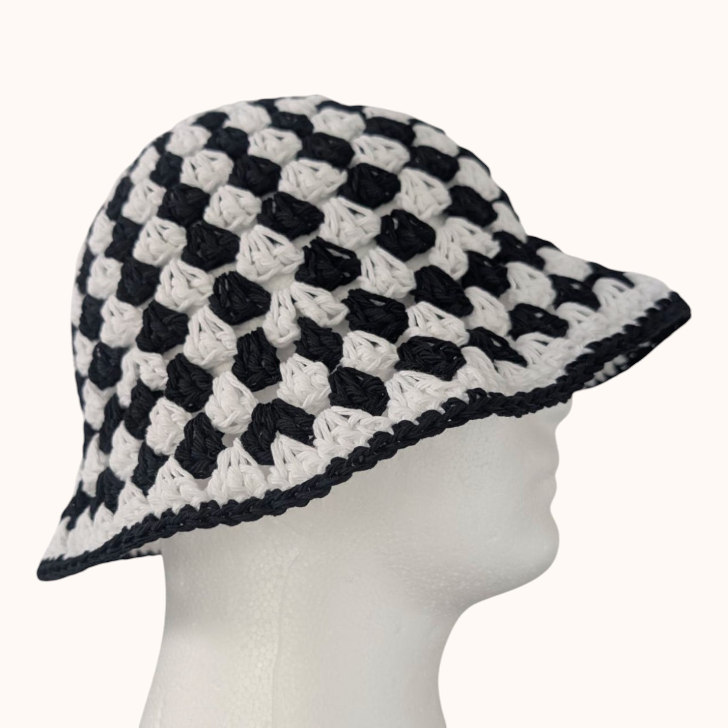 Crochet Granny Stitch Bucket Hat, 100% cotton