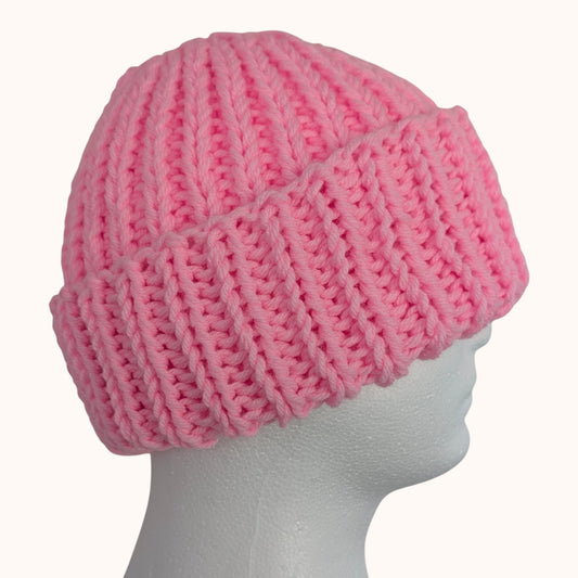 Chunky knit beanie - pink
