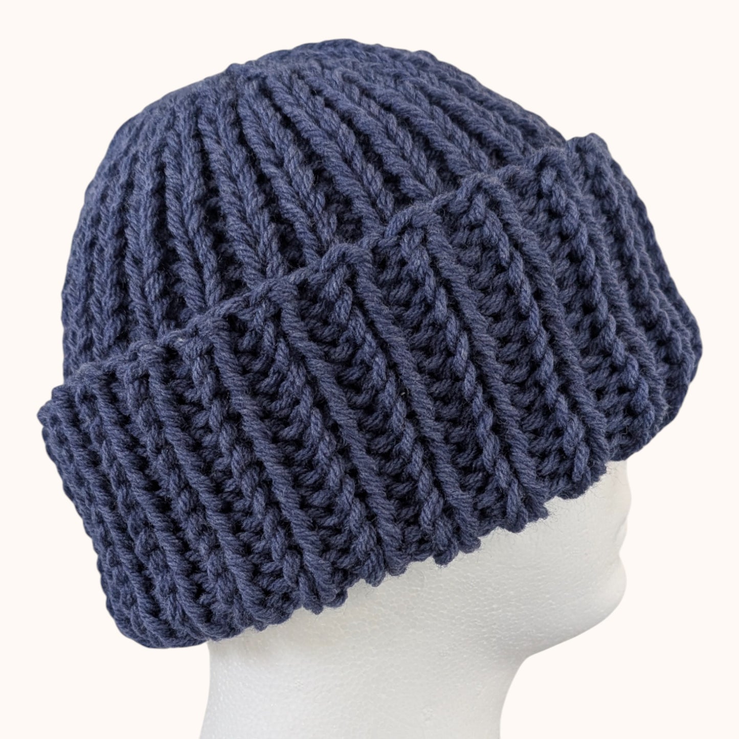 Chunky knit beanie - denim