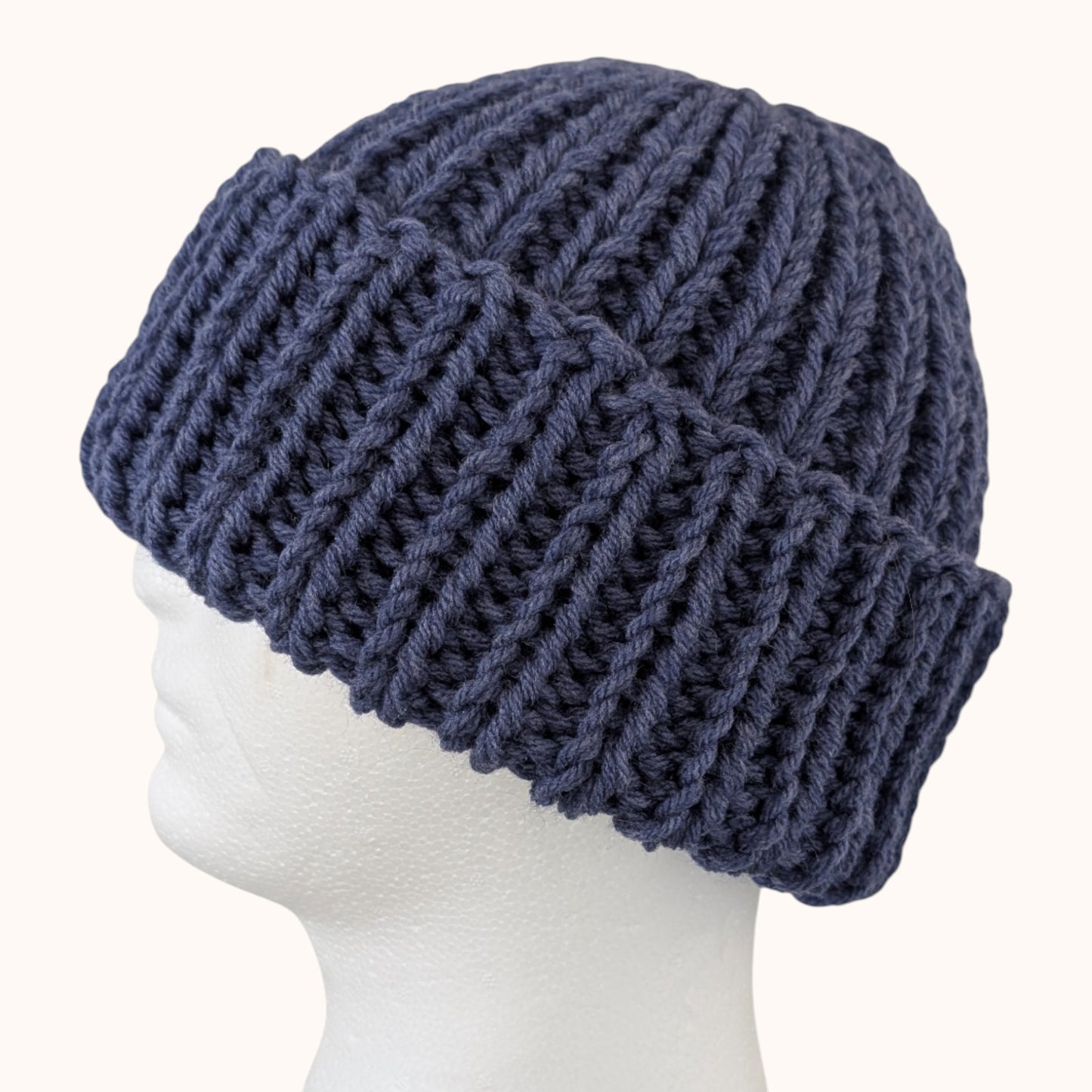 Chunky knit beanie - denim