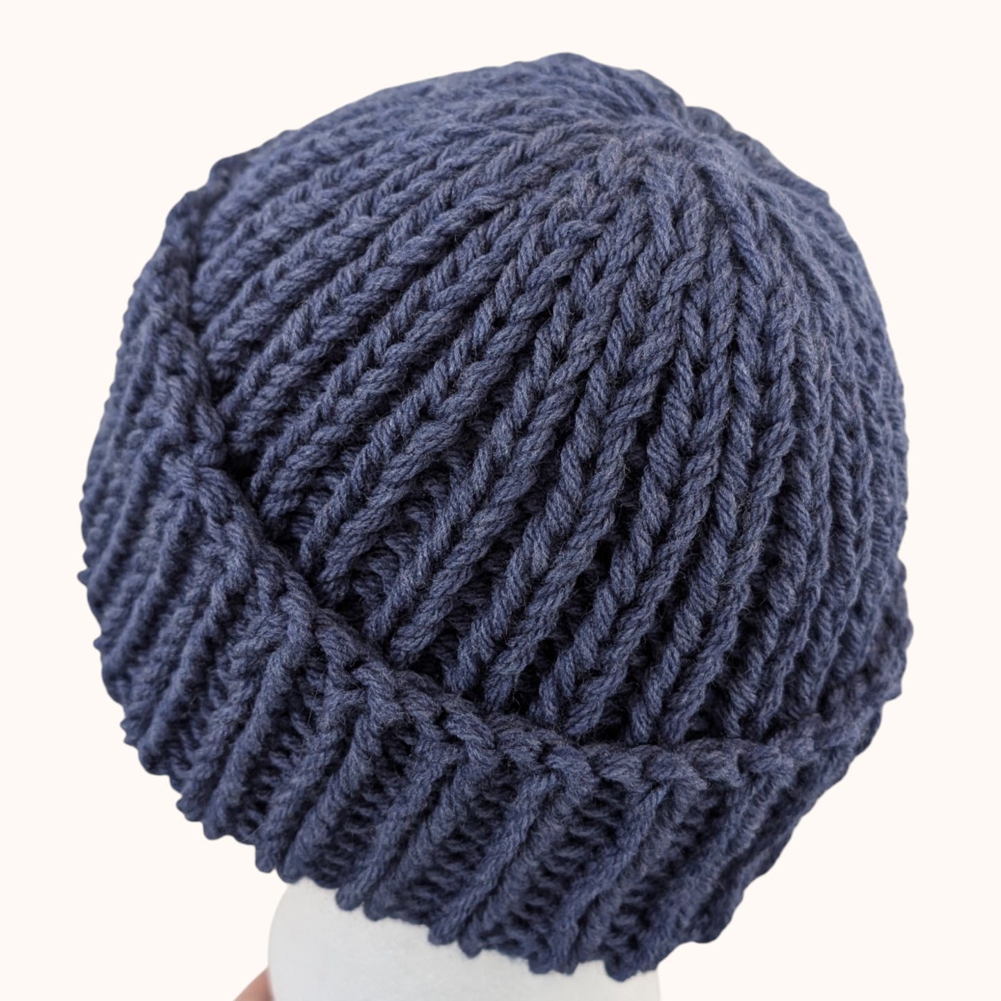 Chunky knit beanie - denim
