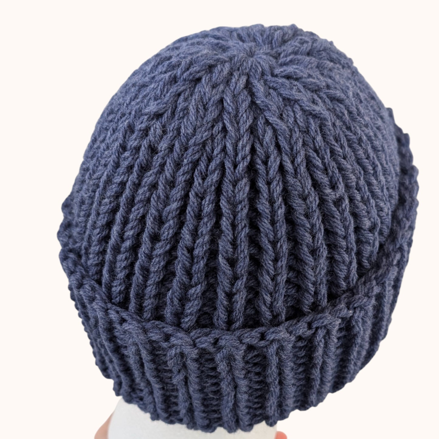 Chunky knit beanie - denim