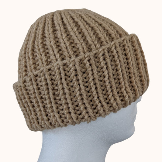 Chunky knit beanie - buff