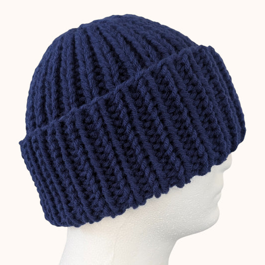Chunky knit beanie - navy blue