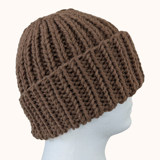 Chunky knit beanie - light brown