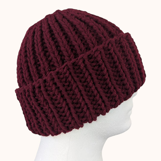 Chunky knit beanie - dark red