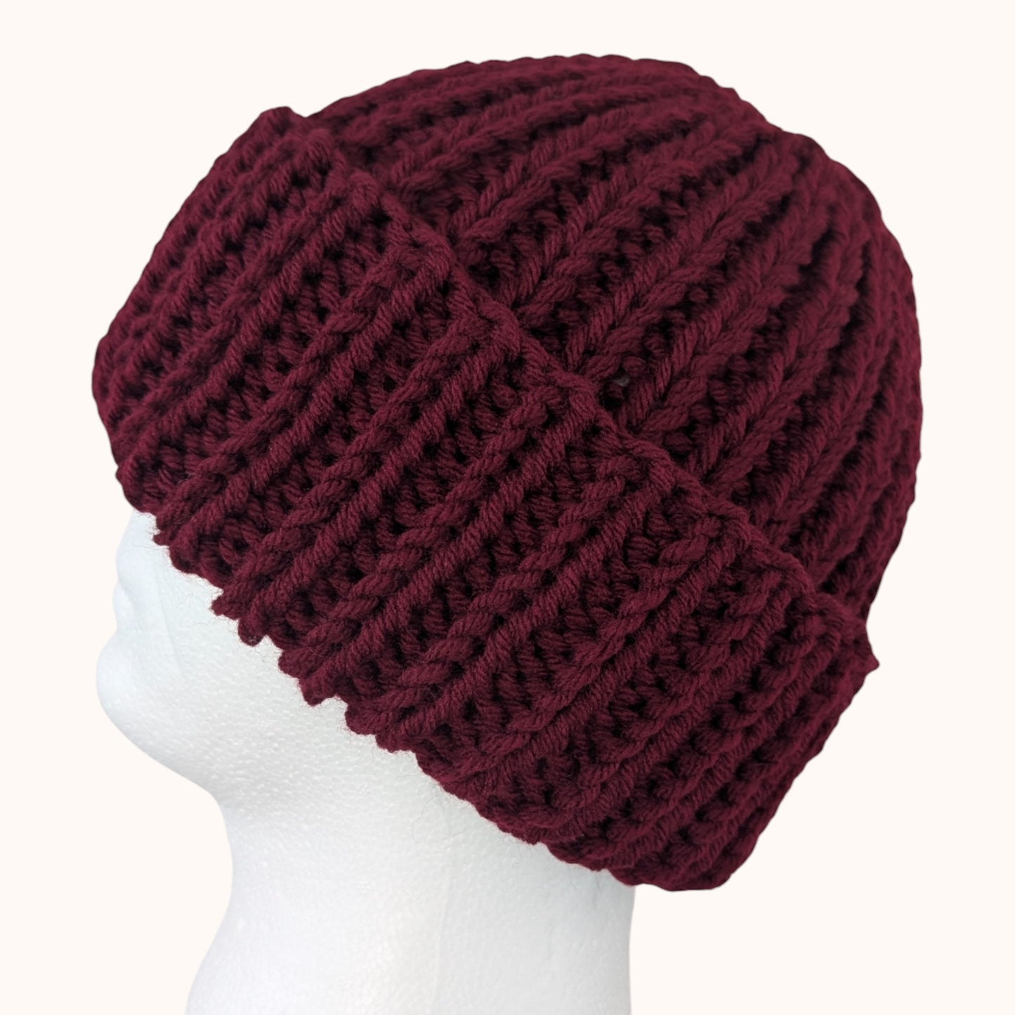 Chunky knit beanie - dark red