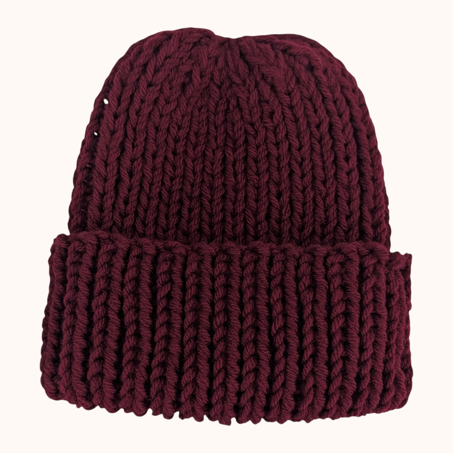 Chunky knit beanie - dark red