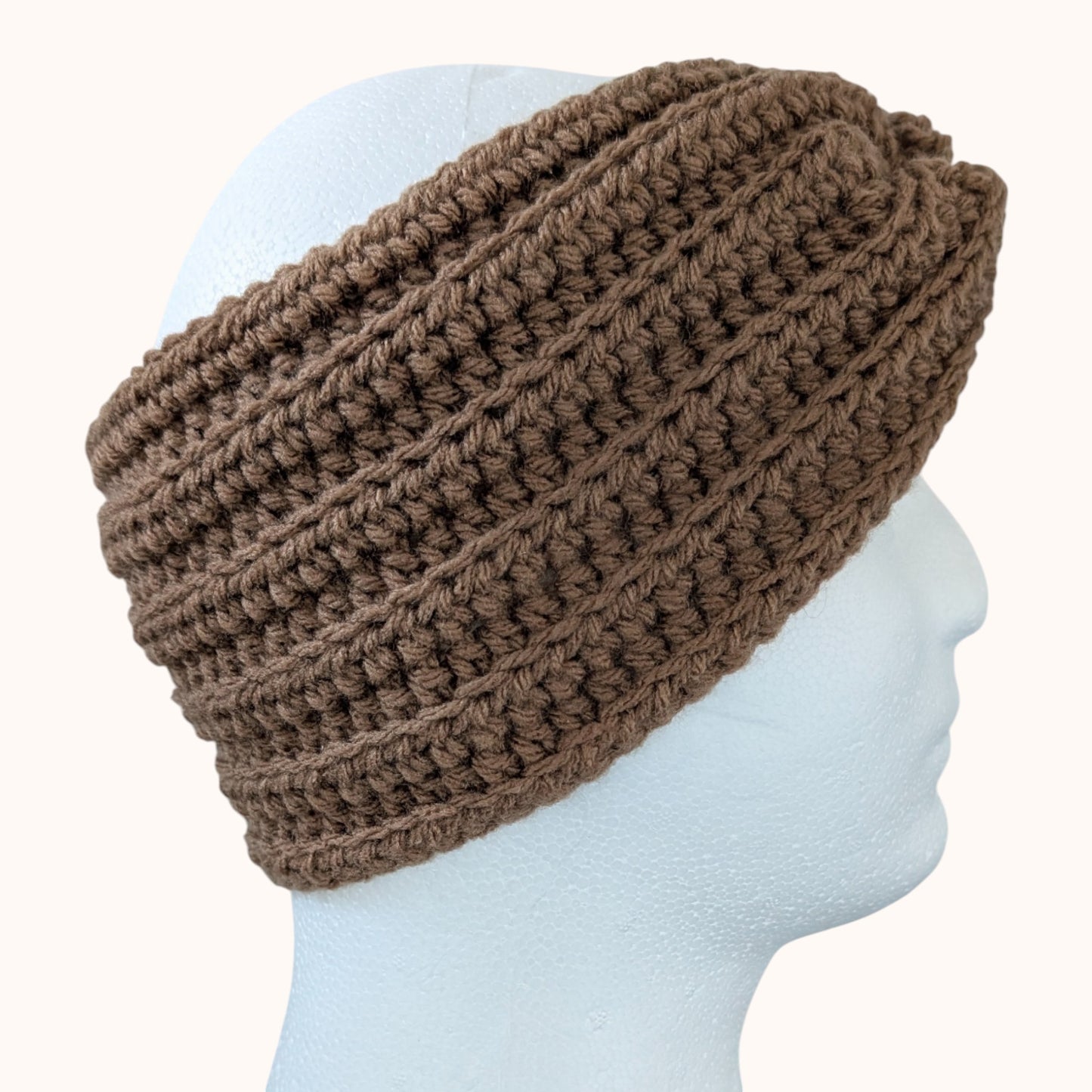 Crochet ear warmer - light brown