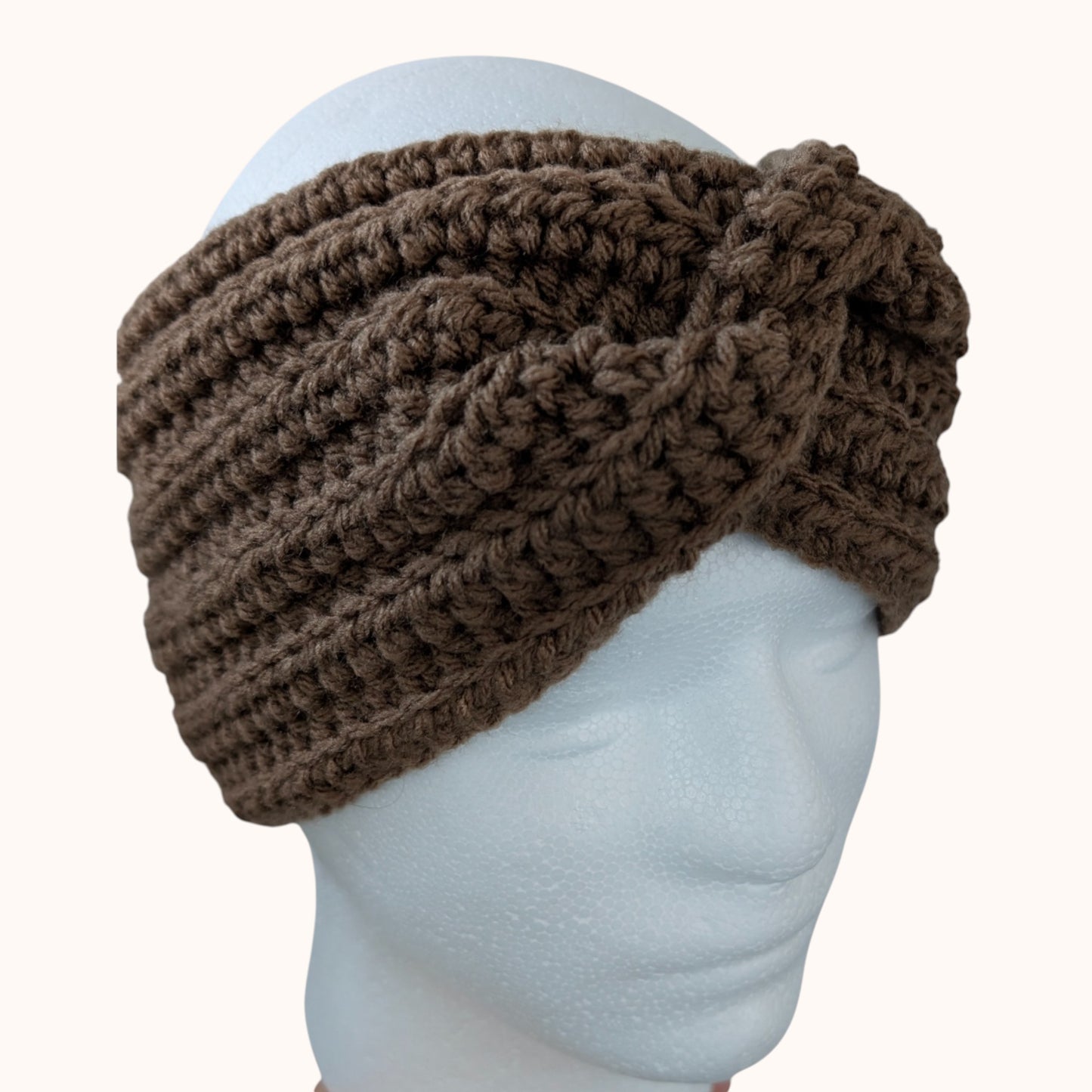 Crochet ear warmer - light brown