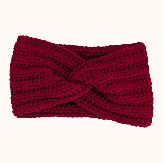 Crochet ear warmer - red