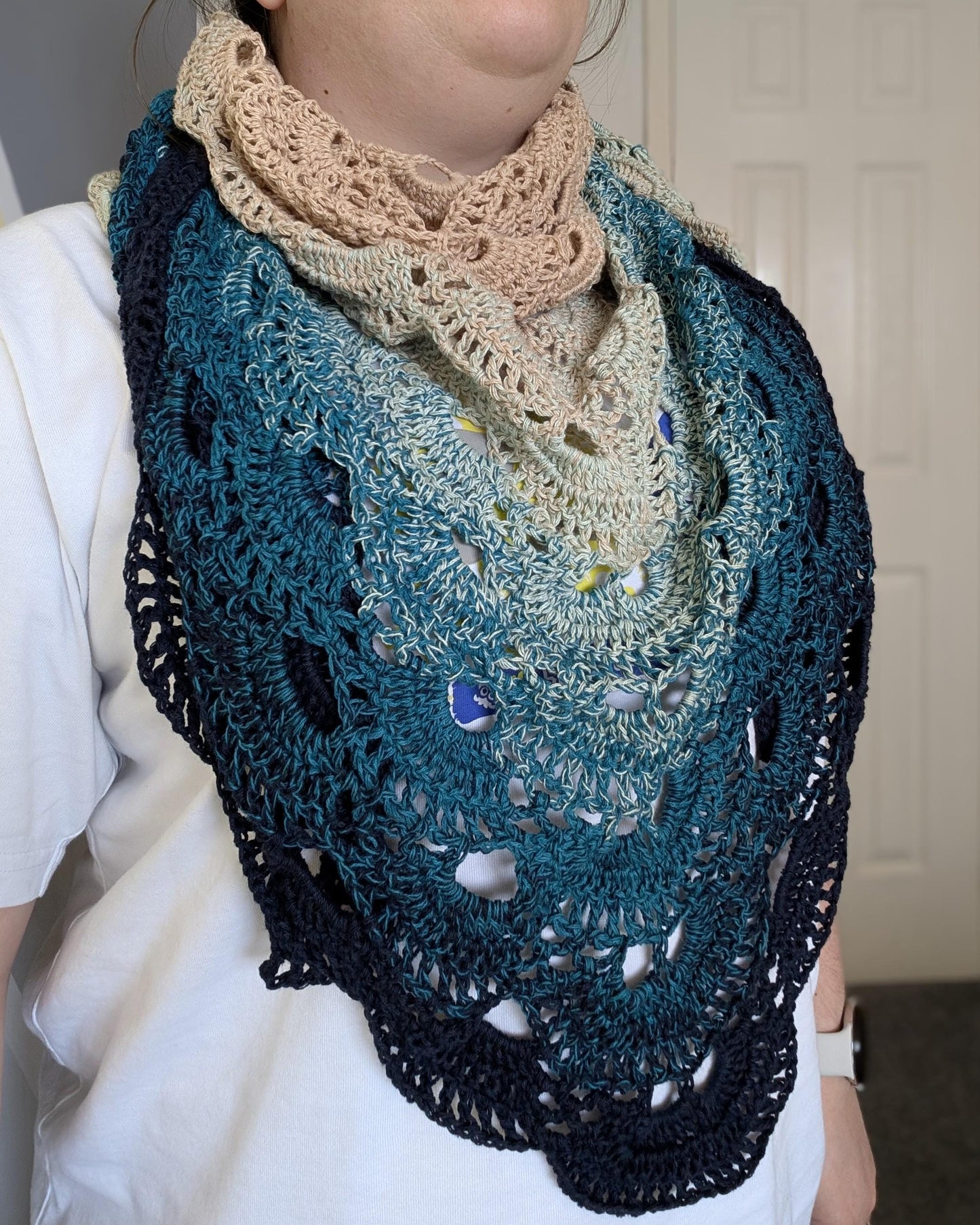 Handmade Crochet Cotton Virus Shawl