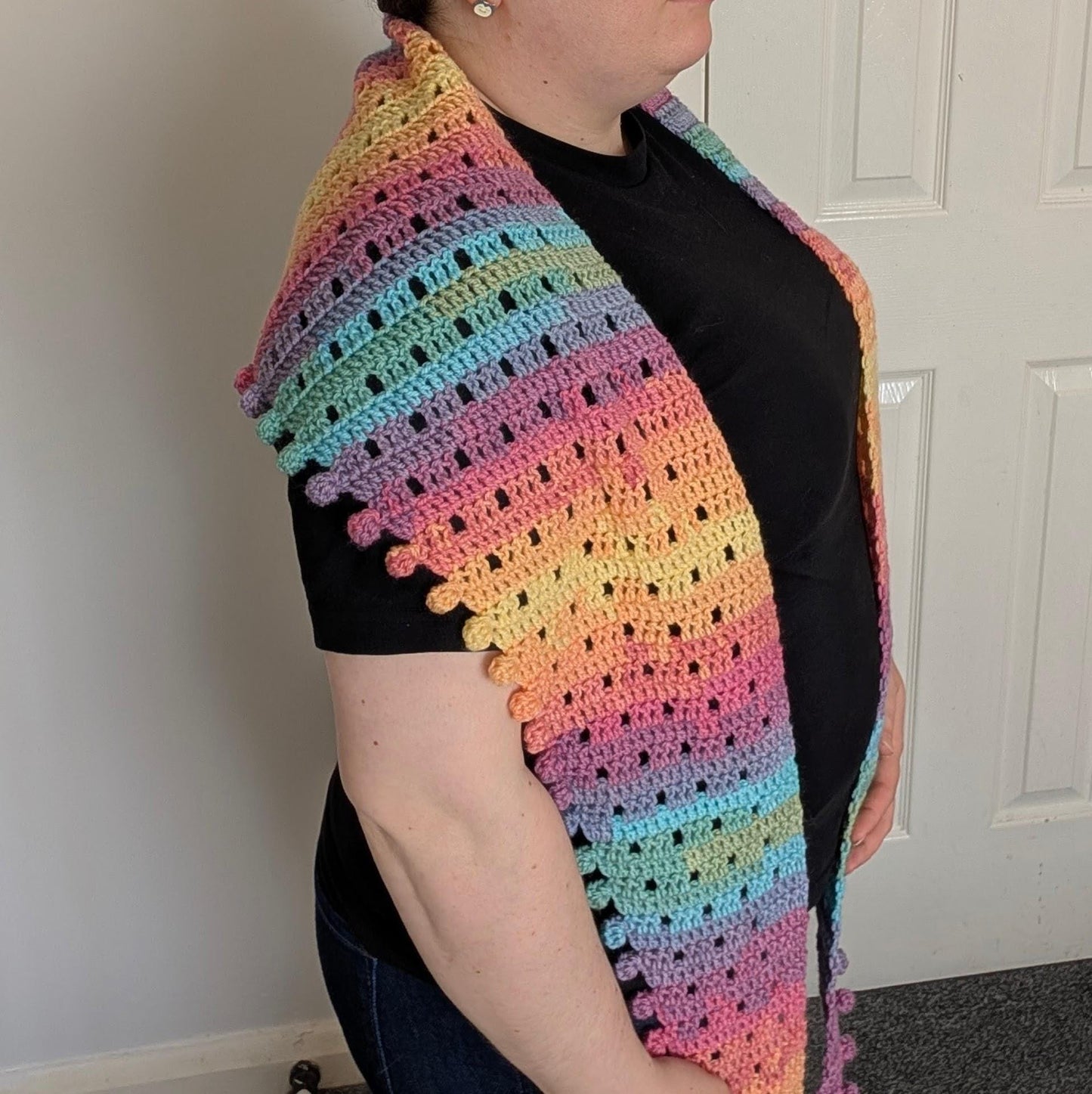 Handmade crochet scarf, wool blend