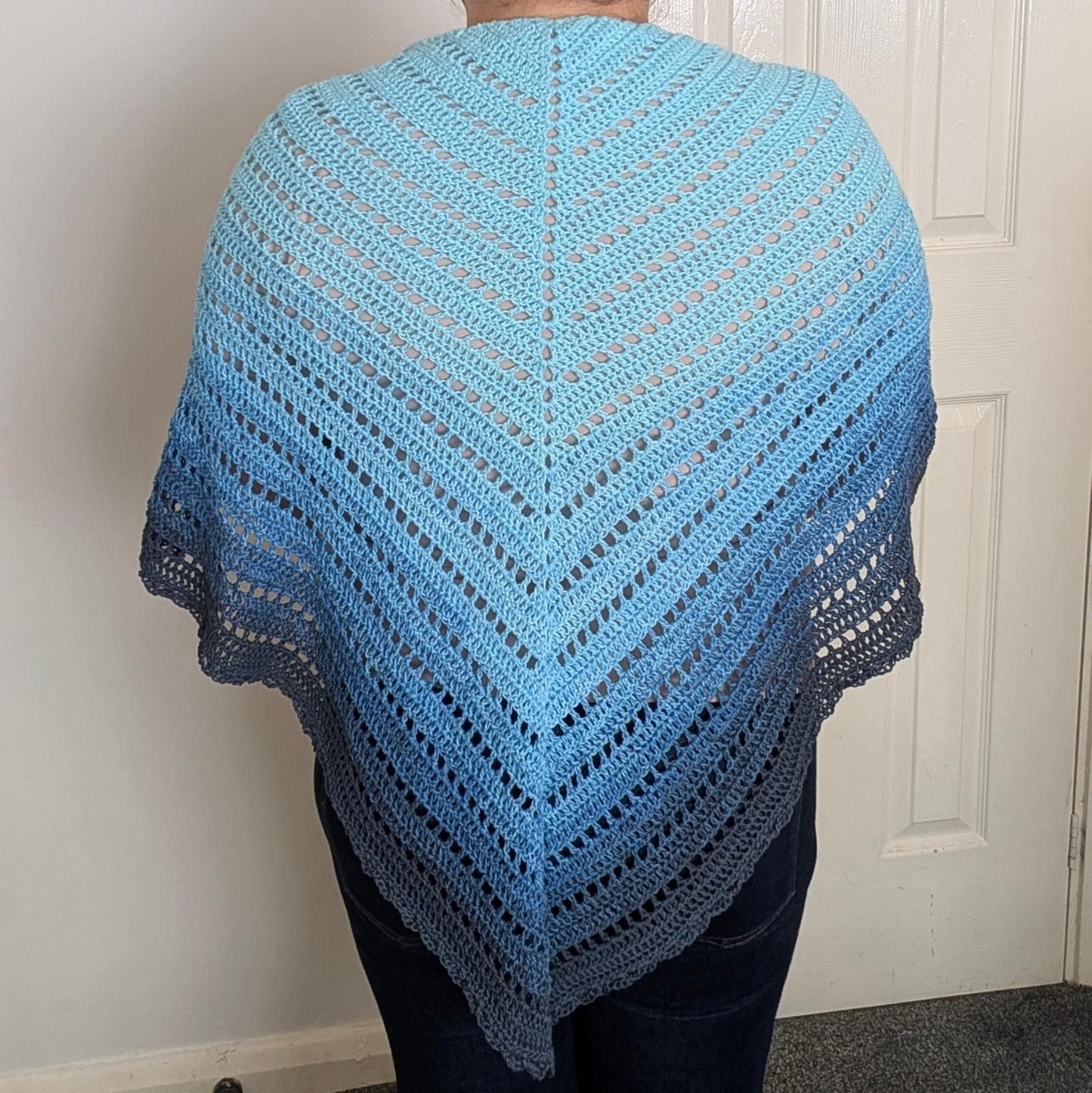 Crochet Triangle Shawl: 100% Cotton Ombre Scarf, Beach Cover-Up