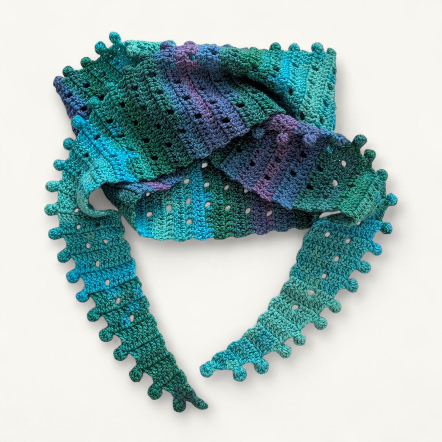 Handmade crochet scarf, wool blend