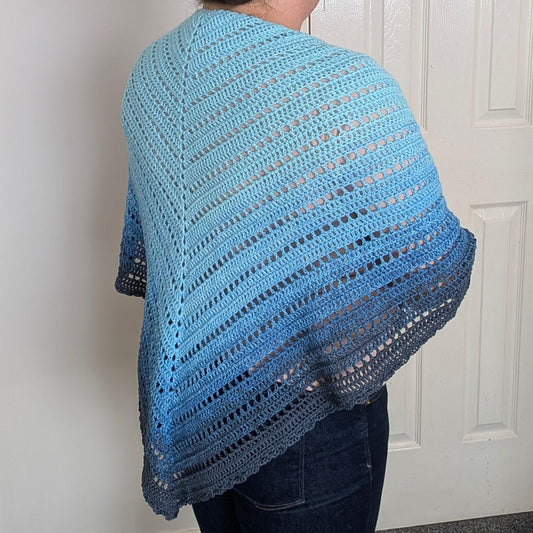 Crochet Triangle Shawl: 100% Cotton Ombre Scarf, Beach Cover-Up