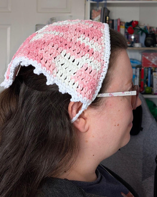 Crochet Picot Bandana: 100% Cotton Hair Accessory