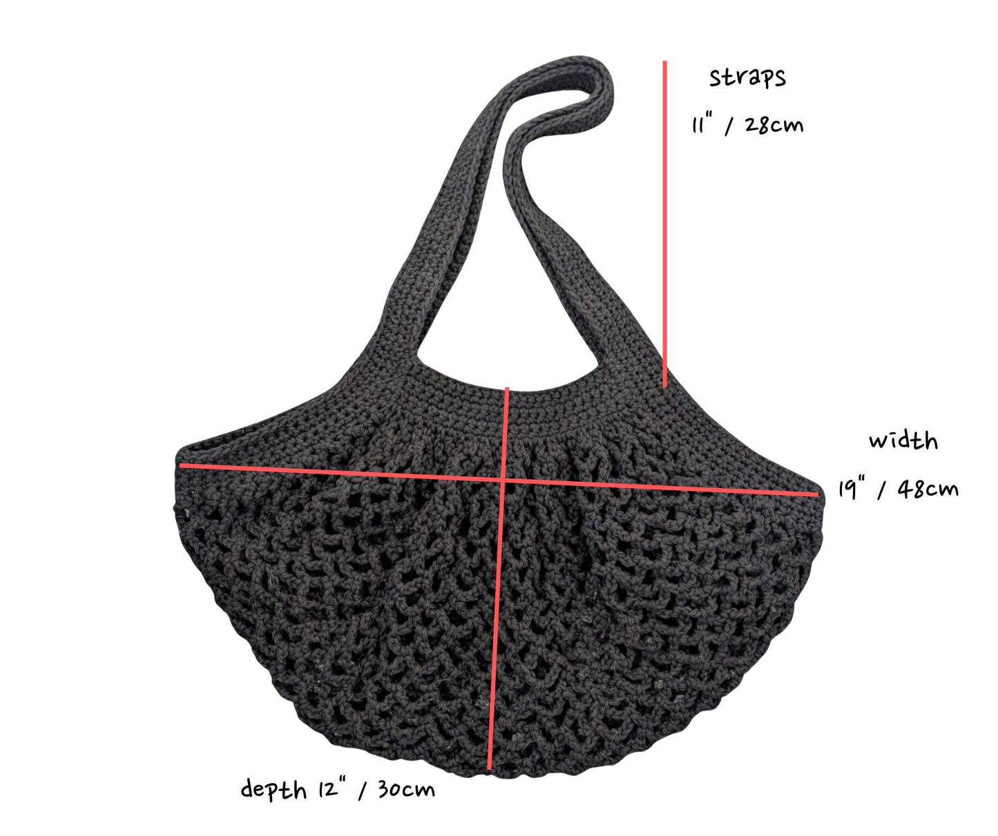 Crochet mesh market bag, 100% cotton