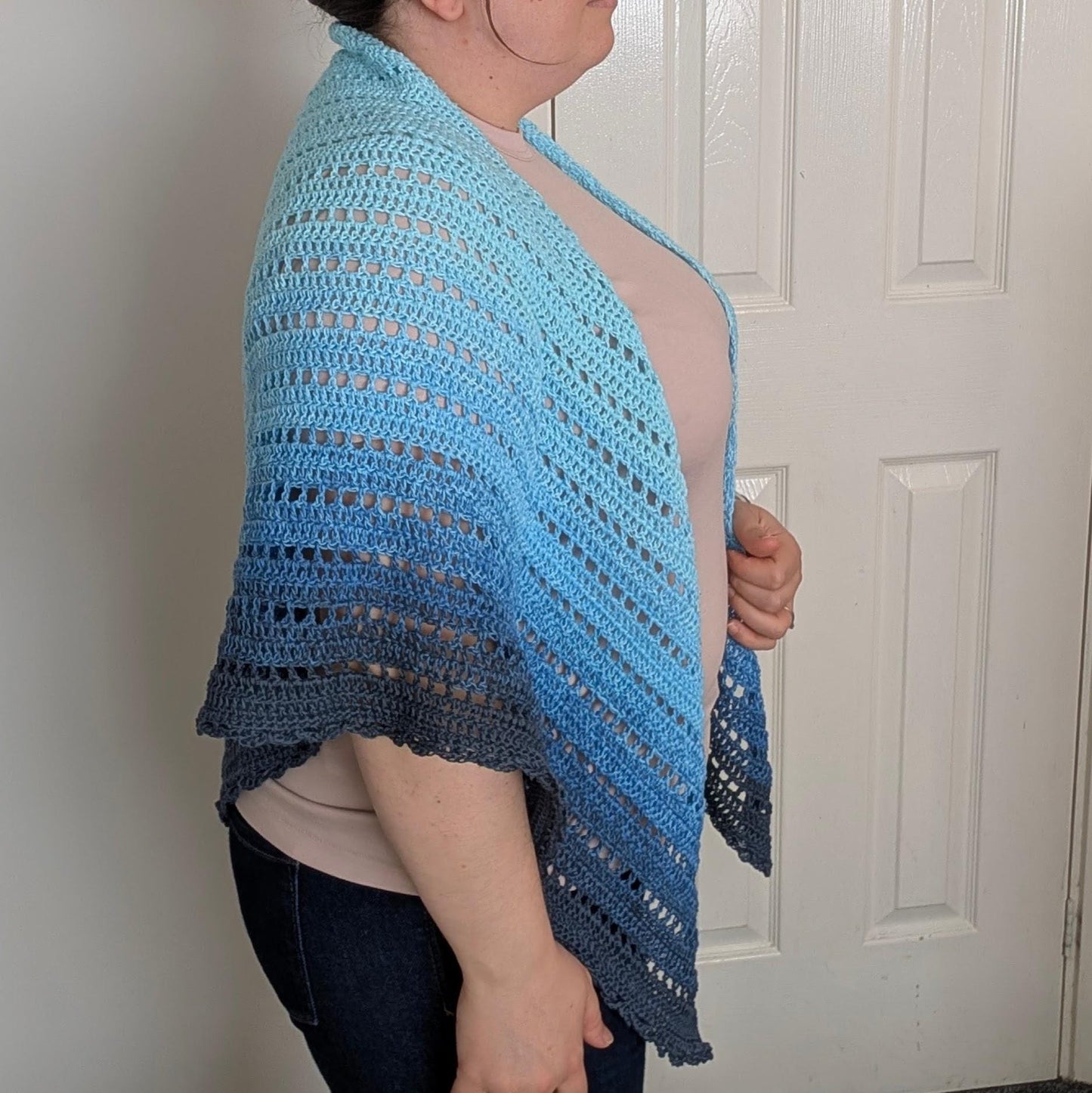 Crochet Triangle Shawl: 100% Cotton Ombre Scarf, Beach Cover-Up