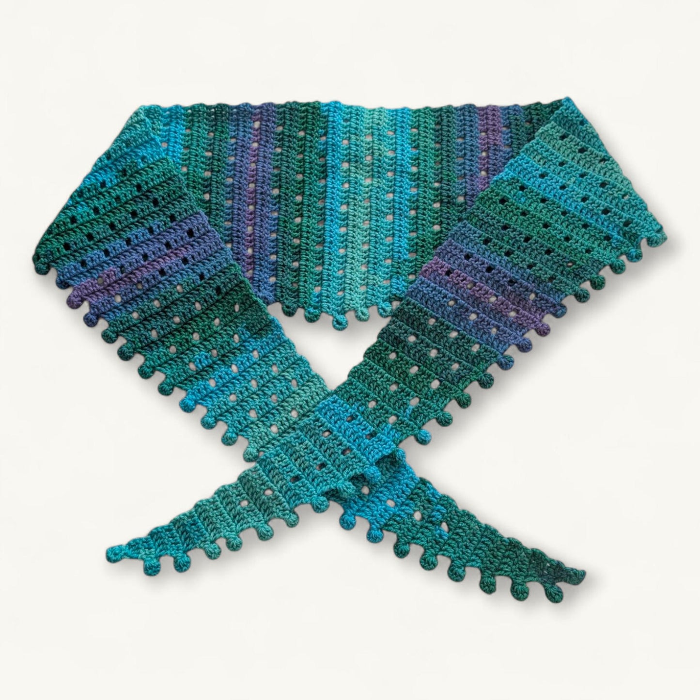 Handmade crochet scarf, wool blend