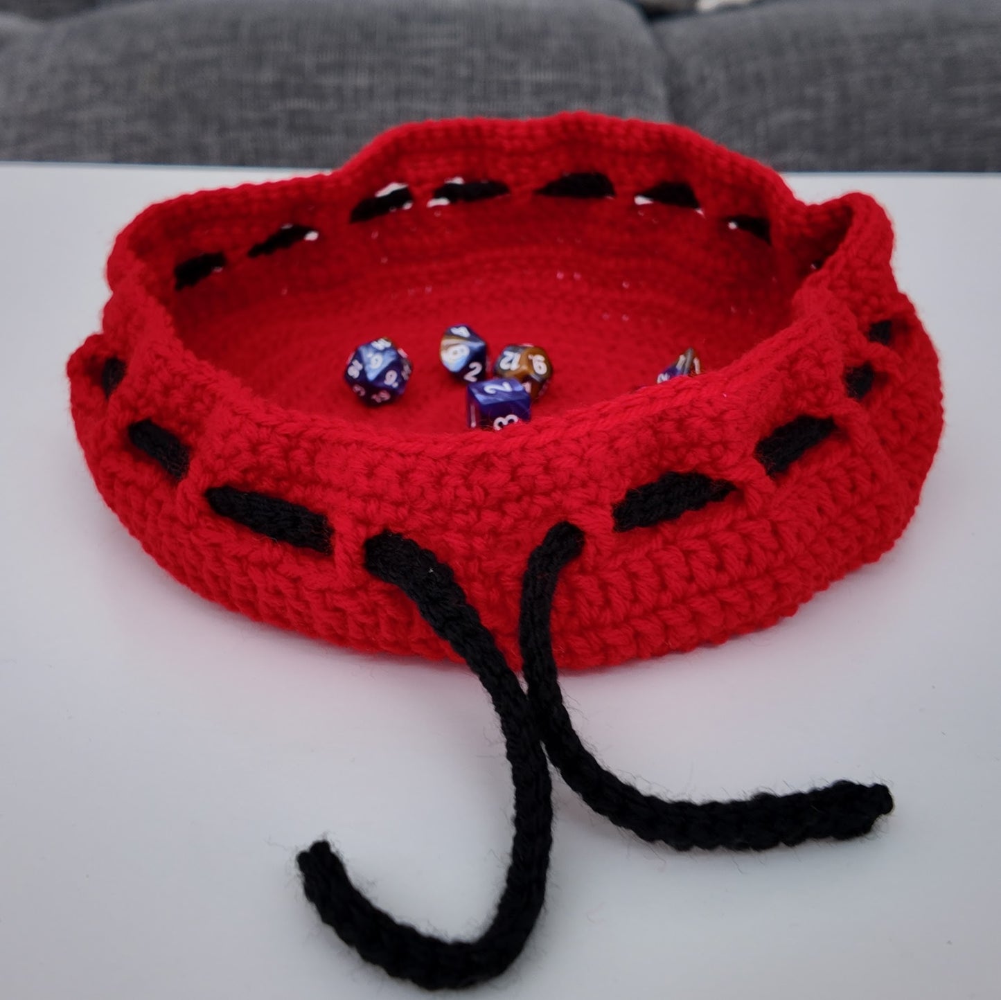 Crochet Dice Rolling Tray and Storage Bag: Drawstring D&D Pouch