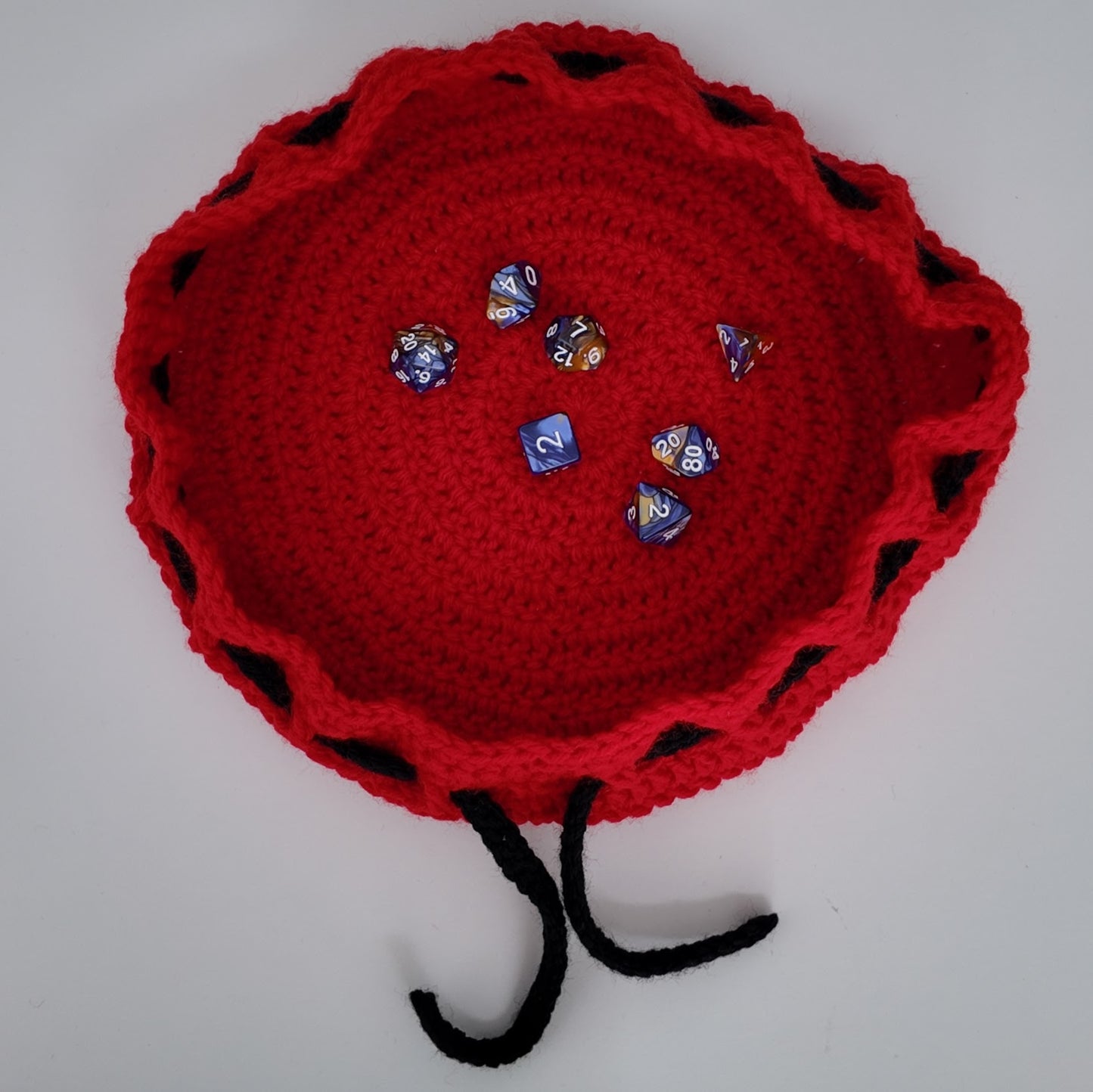 Crochet Dice Rolling Tray and Storage Bag: Drawstring D&D Pouch