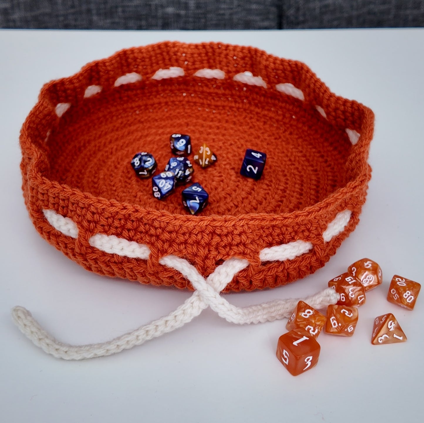 Crochet Dice Rolling Tray and Storage Bag: Drawstring D&D Pouch