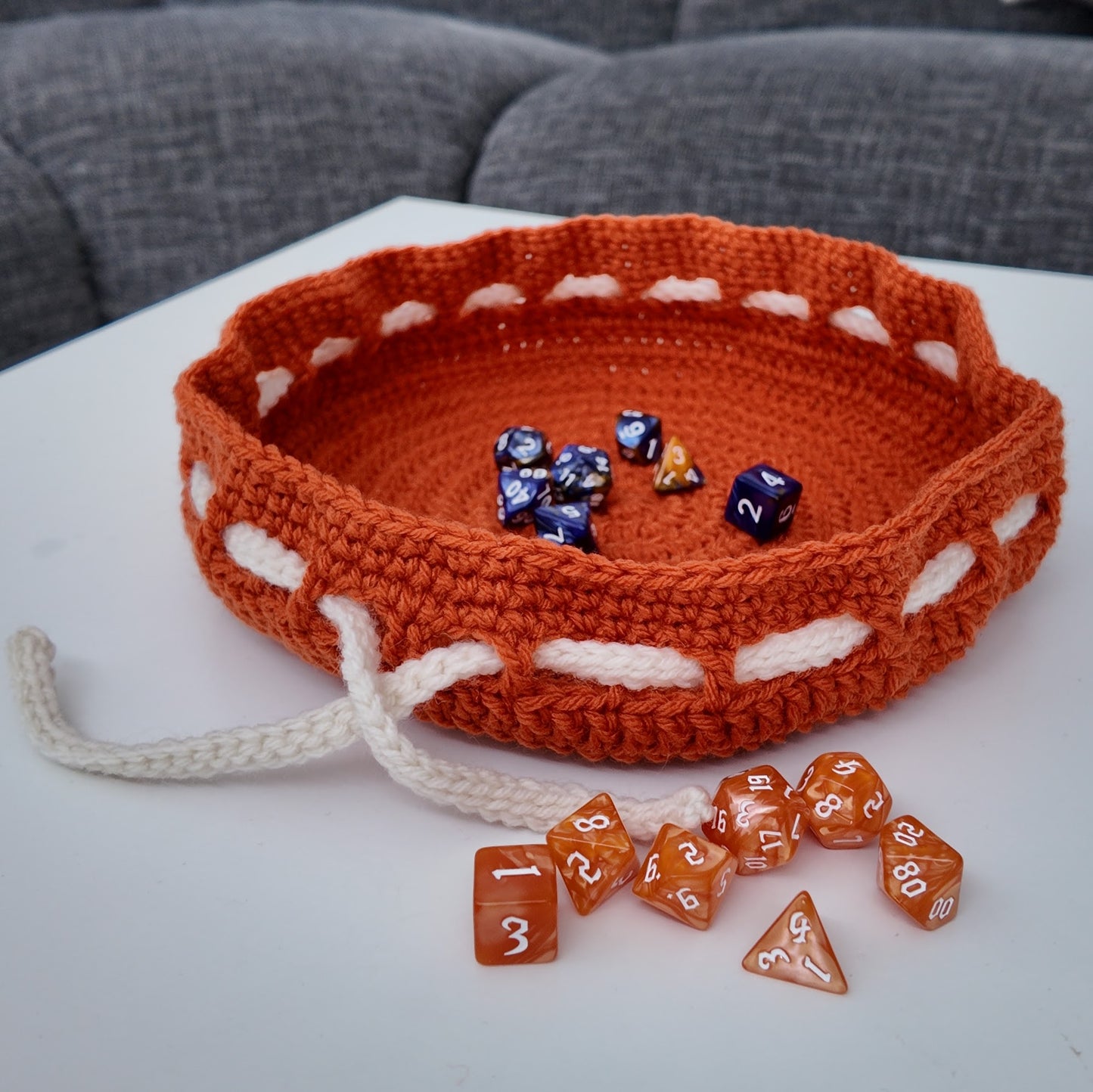 Crochet Dice Rolling Tray and Storage Bag: Drawstring D&D Pouch