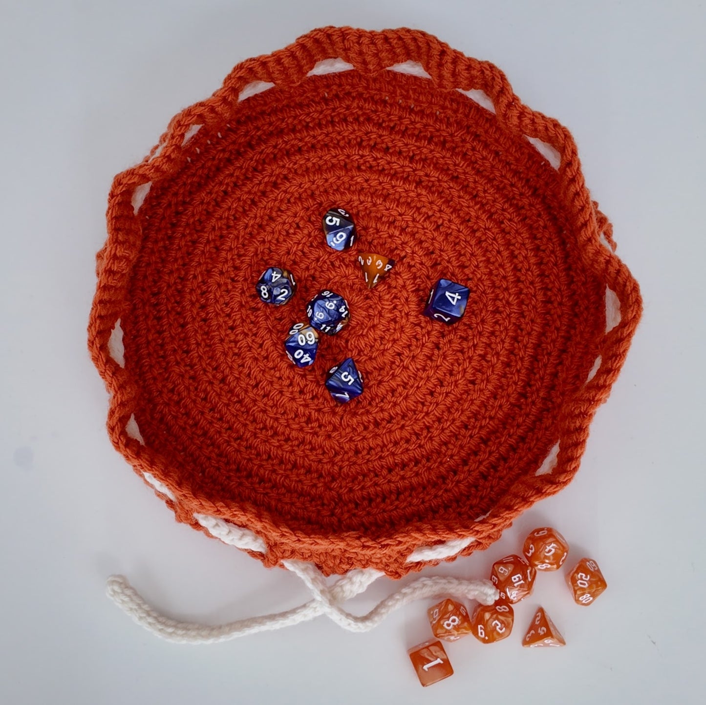 Crochet Dice Rolling Tray and Storage Bag: Drawstring D&D Pouch