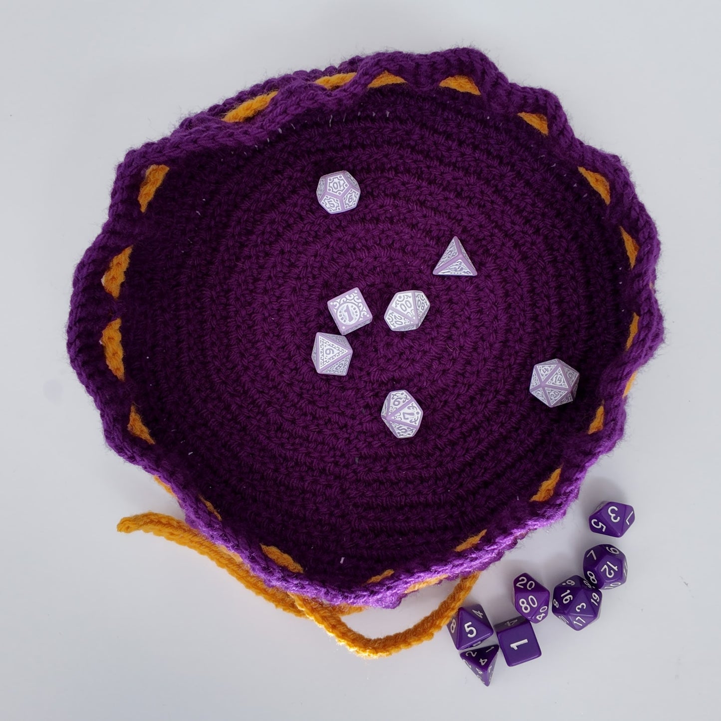 Crochet Dice Rolling Tray and Storage Bag: Drawstring D&D Pouch